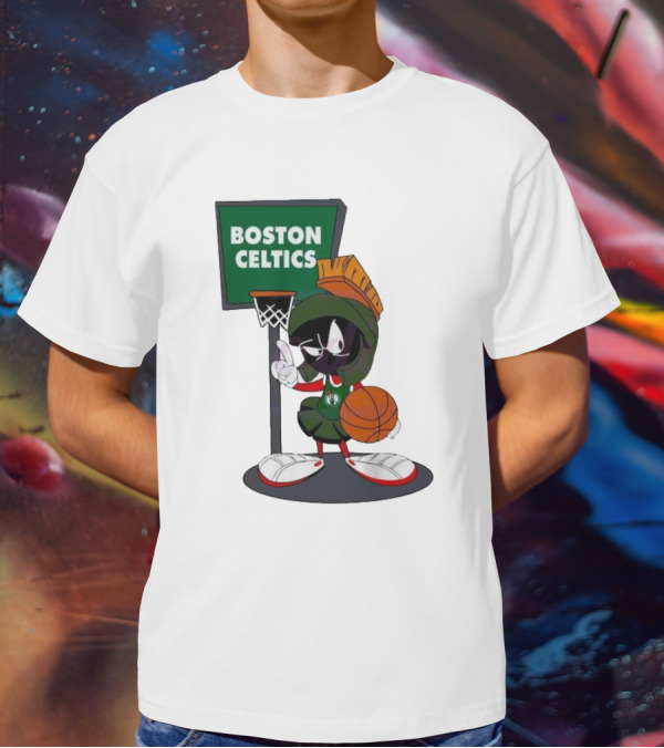 Boston Celtics Looney Tunes Marvin The Martian Basketball Hoop T-Shirt
