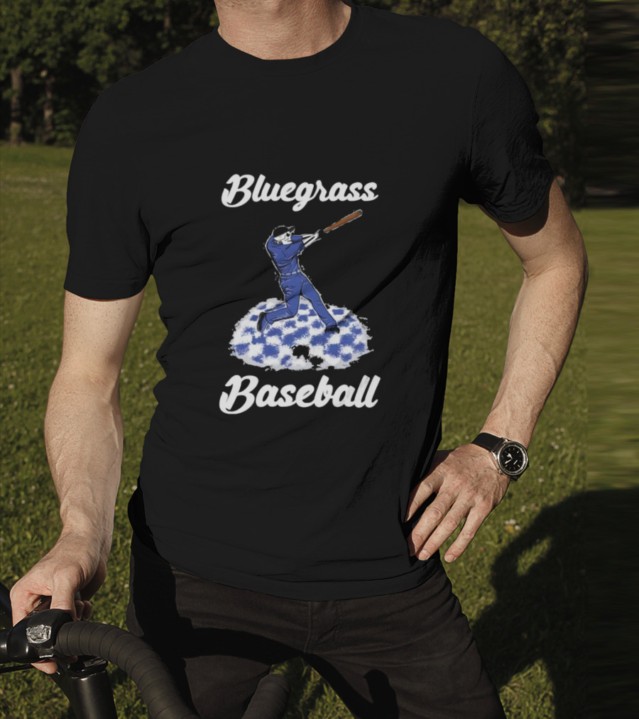 Bluegrass Baseball Batter With Blue And White Checkerboard Field T-Shirt