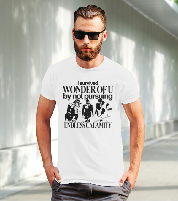 I Survived Wonder Of U By Not Pursuing Endless Calamity Graphic With Three Figures T-Shirt
