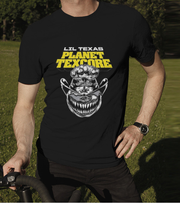 LIL TEXAS PLANET TEXCORE Smiling Skull With Mushroom Cloud And Cowboy Hat T-Shirt