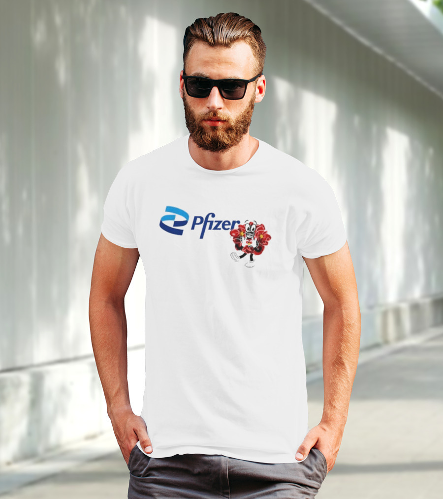 Pfizer New Mascot Clotty With Bear Character And Energy Burst T-Shirt