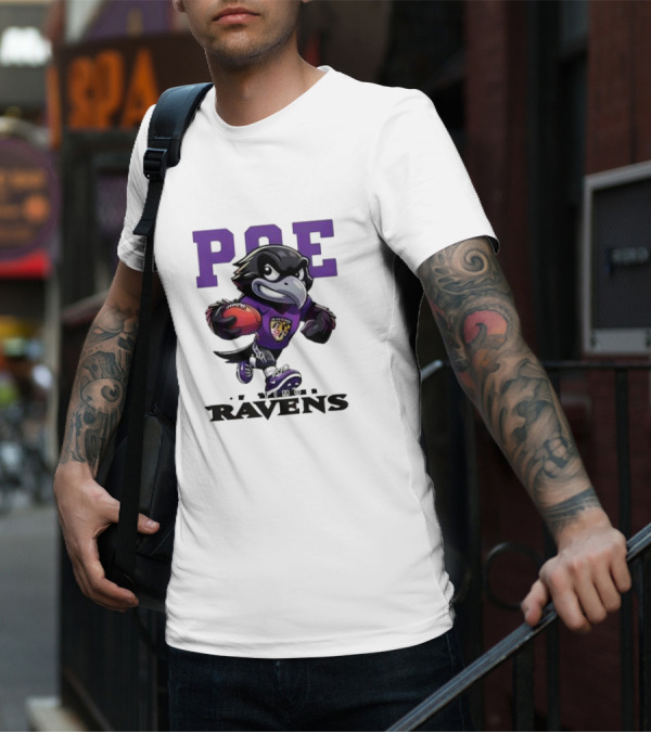 Poe Baltimore Ravens Mascot Football Character T-Shirt