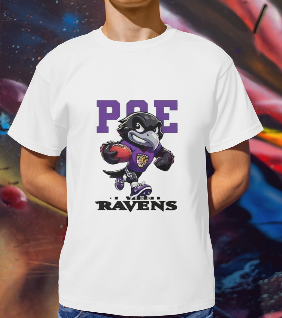 Poe Baltimore Ravens Mascot Football Character T-Shirt