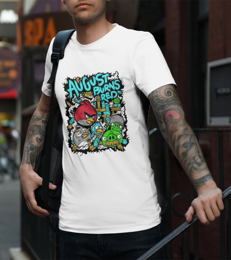 August Burns Red Angry Birds Throwback Collage With Pigs And Birds T-Shirt