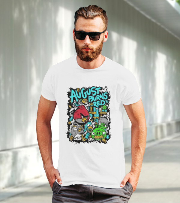 August Burns Red Angry Birds Throwback Collage With Pigs And Birds T-Shirt