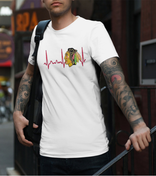 Chicago Blackhawks Heartbeat Hockey T-Shirt