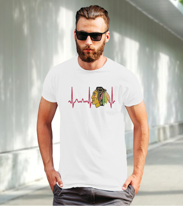 Chicago Blackhawks Heartbeat Hockey T-Shirt