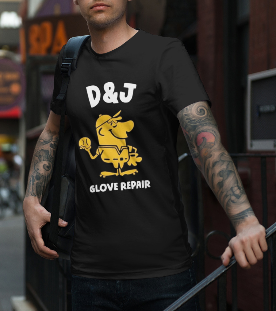 D&J Glove Repair Jimmy Lonetti Baseball Character T-Shirt
