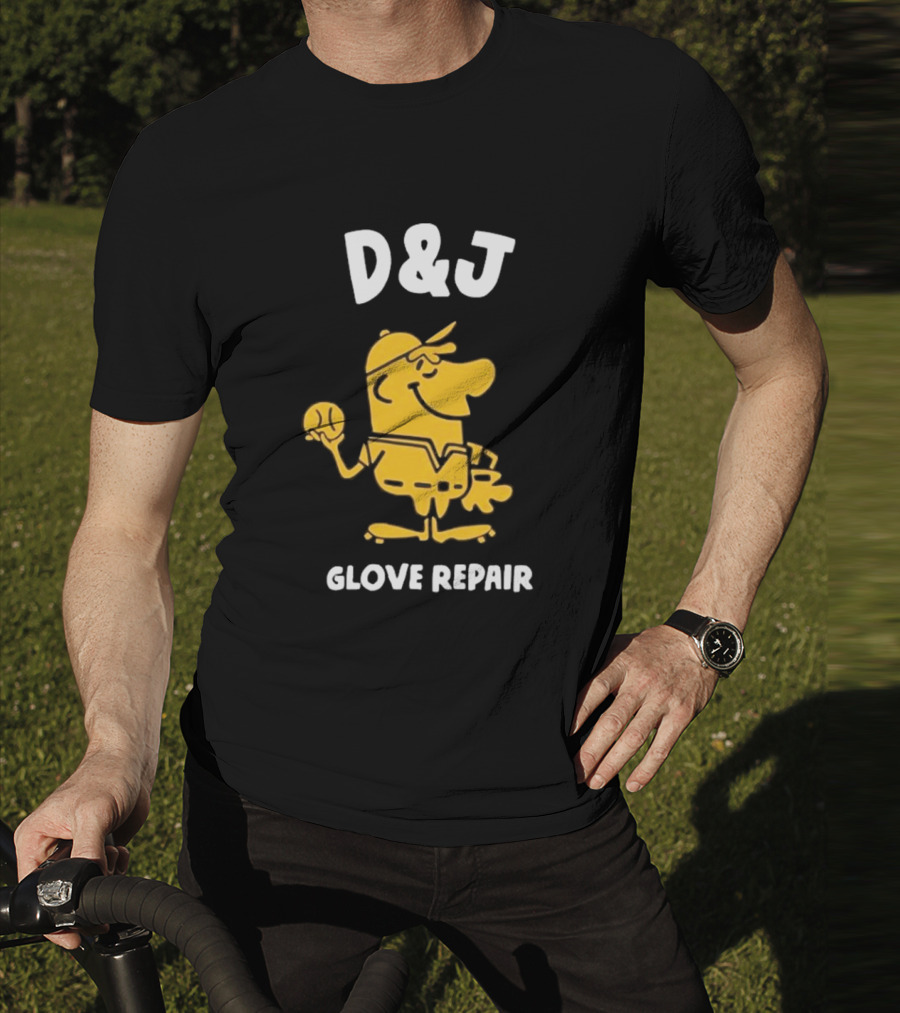 D&J Glove Repair Jimmy Lonetti Baseball Character T-Shirt