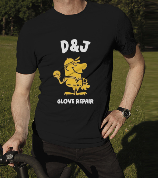 D&J Glove Repair Jimmy Lonetti Baseball Character T-Shirt