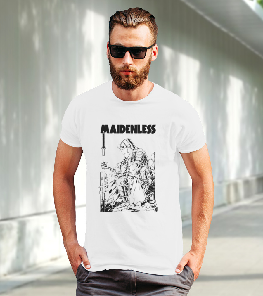 Maidenless Vintage Knight Artwork In Monochrome T-Shirt