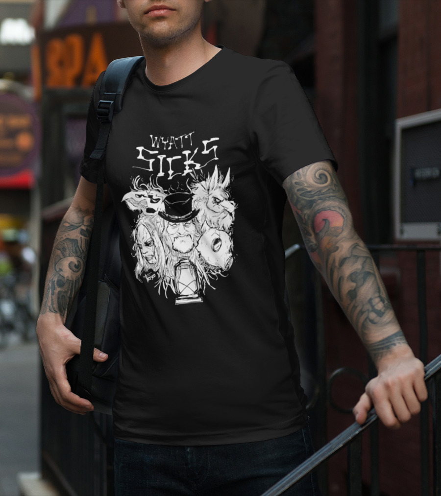 Wyatt Sicks Lantern And Masked Figures T-Shirt