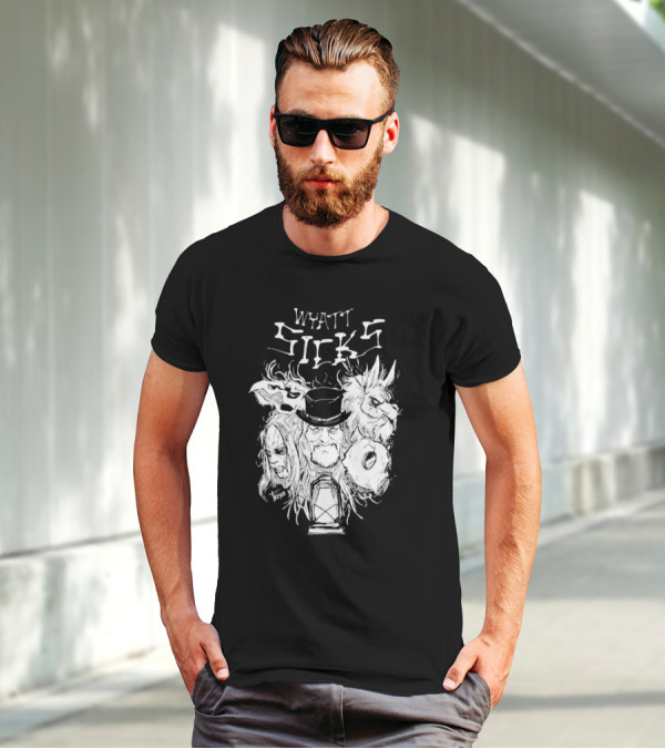 Wyatt Sicks Lantern And Masked Figures T-Shirt