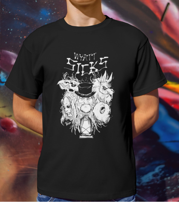 Wyatt Sicks Lantern And Masked Figures T-Shirt