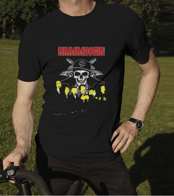 Rammstein Simpsons Crossover Skull And Family Band Characters T-Shirt
