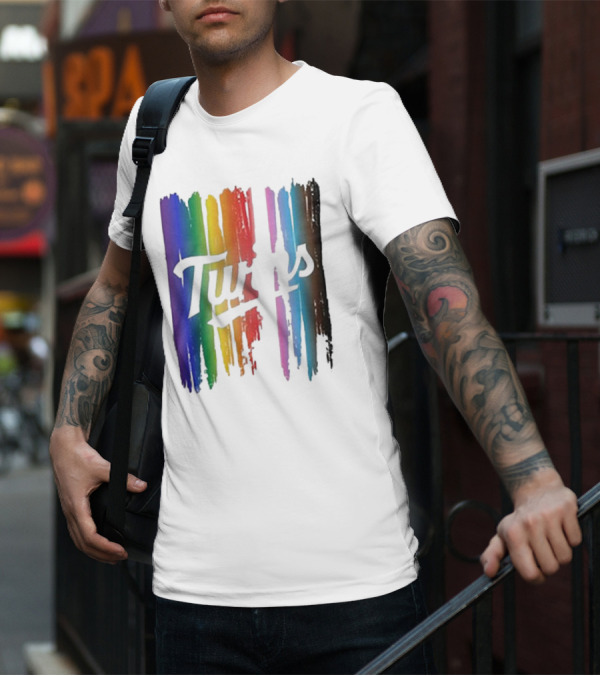 Twins Pride Day Rainbow Brush Strokes T-Shirt