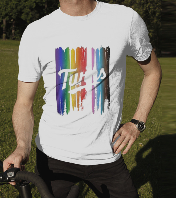 Twins Pride Day Rainbow Brush Strokes T-Shirt