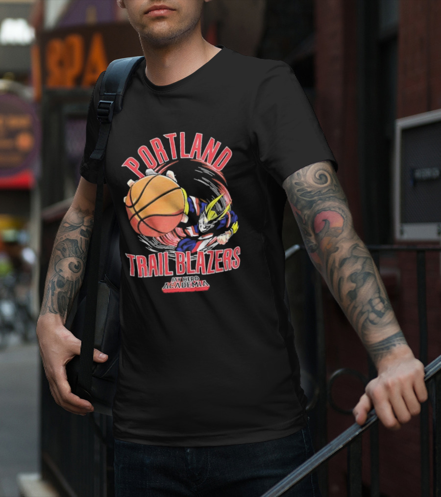 Portland Trail Blazers My Hero Academia All Might Basketball Smash T-Shirt
