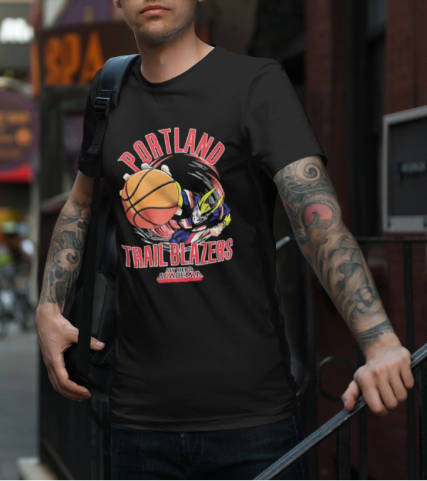 Portland Trail Blazers My Hero Academia All Might Basketball Smash T-Shirt