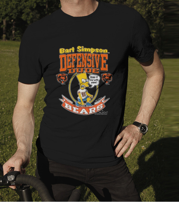 Bart Simpson Defensive Dude Bears Run It My Way Man T-Shirt