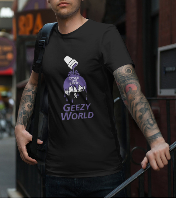 Cover The Earth Geezy World Purple Paint Cup T-Shirt