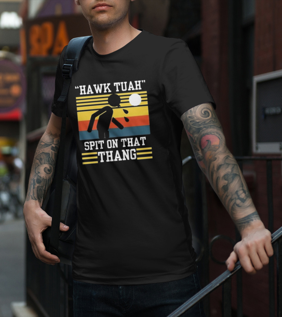 HAWK TUAH SPIT ON THAT THANG VINTAGE RETRO STRIPES T-Shirt