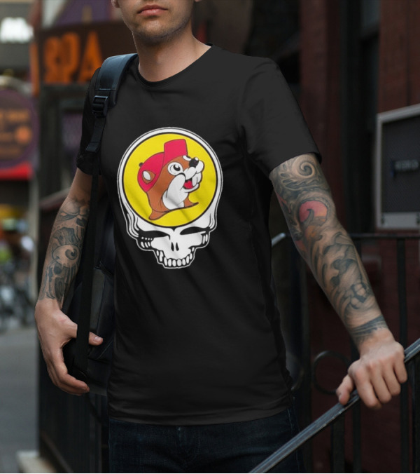 Buc-ee's Beaver In Grateful Dead Skull T-Shirt
