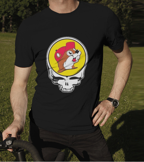 Buc-ee's Beaver In Grateful Dead Skull T-Shirt