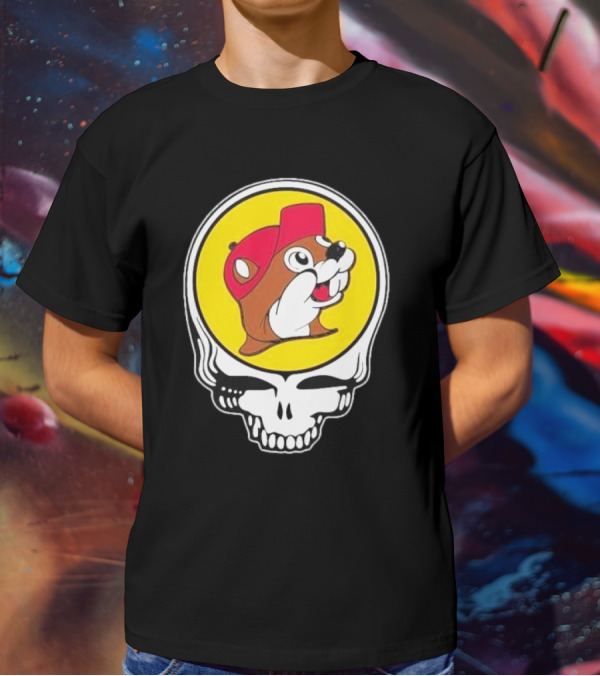 Buc-ee's Beaver In Grateful Dead Skull T-Shirt