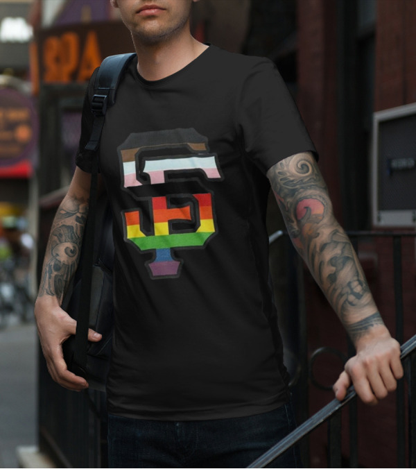 SF Giants Pride Logo With Inclusive Rainbow Colors T-Shirt