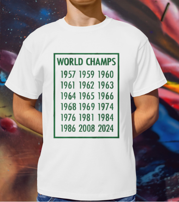 Boston Celtics World Champs 1957 1959 1960 1961 1962 1963 1964 1965 1966 1968 1969 1974 1976 1981 1984 1986 2008 T-Shirt