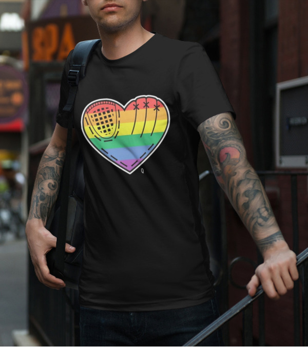 Pride Rainbow Baseball Glove Heart T-Shirt