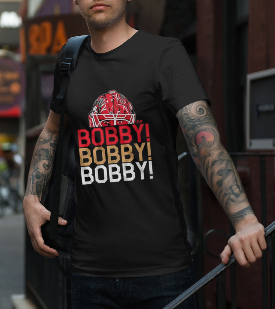 BOBBY BOBBY BOBBY Chant Featuring Sergei Bobrovsky Helmet T-Shirt
