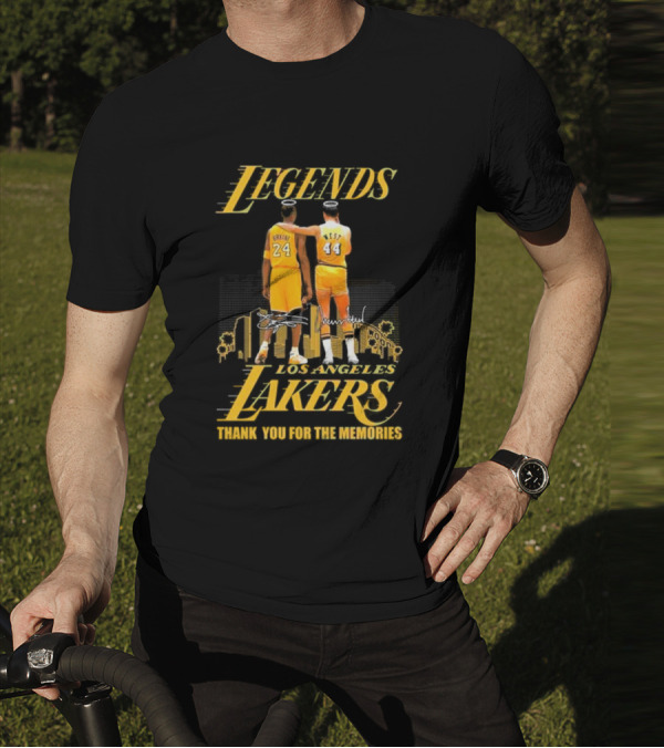 Legends Kobe Bryant Jerry West Los Angeles Lakers Thank You For The Memories Signatures T-Shirt