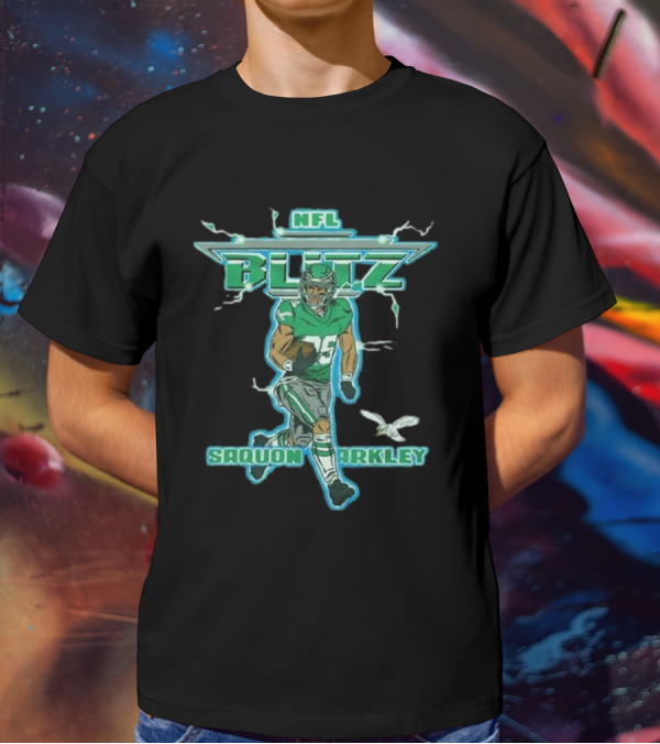 NFL Blitz Eagles Saquon Barkley 26 With Lightning And Wings T-Shirt
