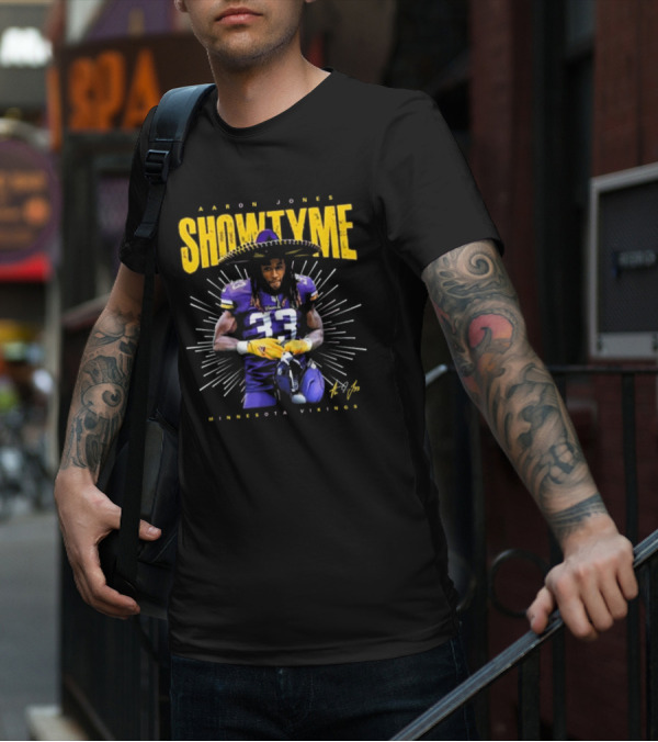 Aaron Jones Showtyme Minnesota Vikings NFL Football Signature 33 T-Shirt