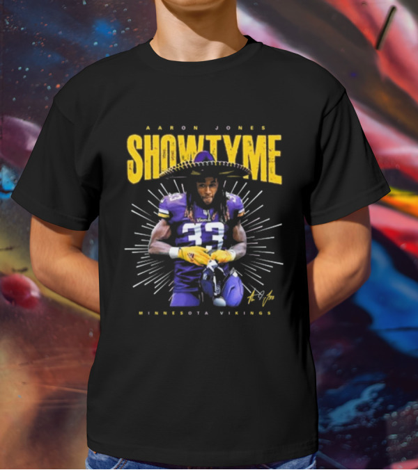 Aaron Jones Showtyme Minnesota Vikings NFL Football Signature 33 T-Shirt