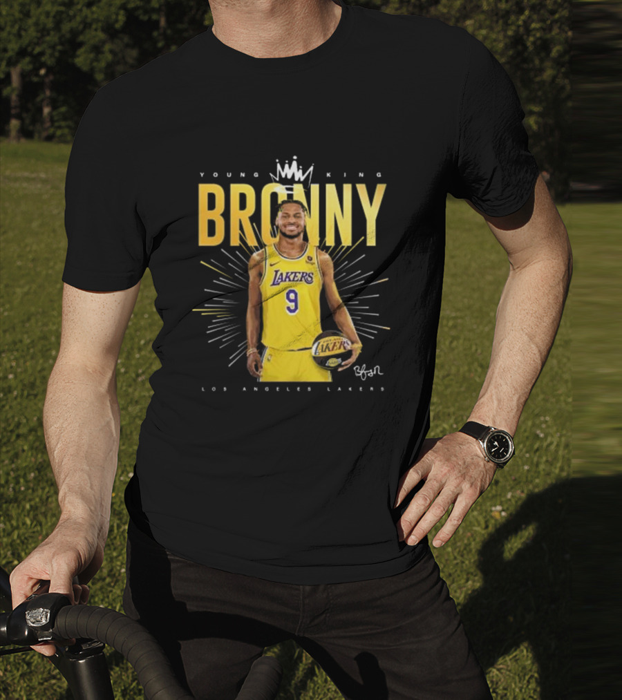 Young King Bronny James Los Angeles Lakers 9 Signature T-Shirt