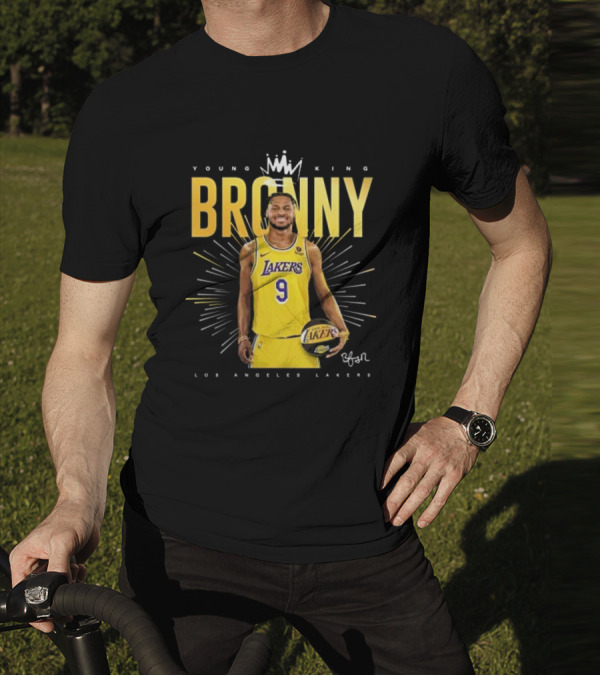 Young King Bronny James Los Angeles Lakers 9 Signature T-Shirt