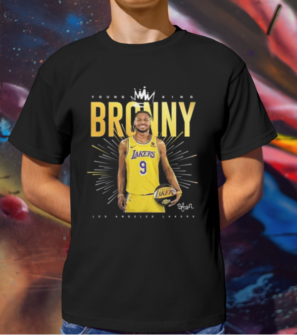 Young King Bronny James Los Angeles Lakers 9 Signature T-Shirt
