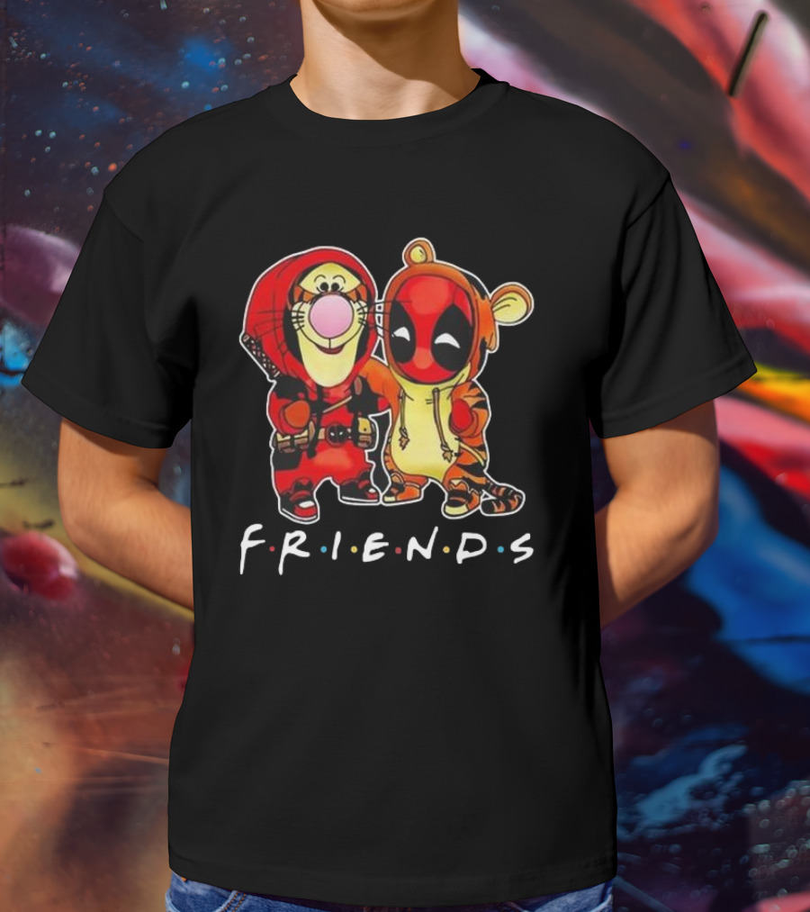 Friends Disney Winnie The Pooh Tigger And Deadpool T-Shirt