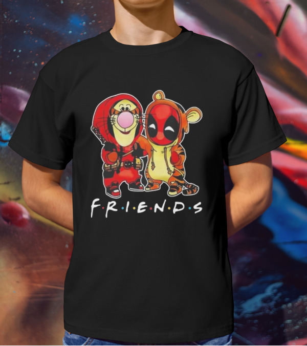 Friends Disney Winnie The Pooh Tigger And Deadpool T-Shirt