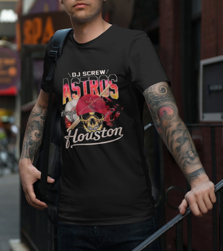 DJ Screw Astros Skull Baseball Houston T-Shirt