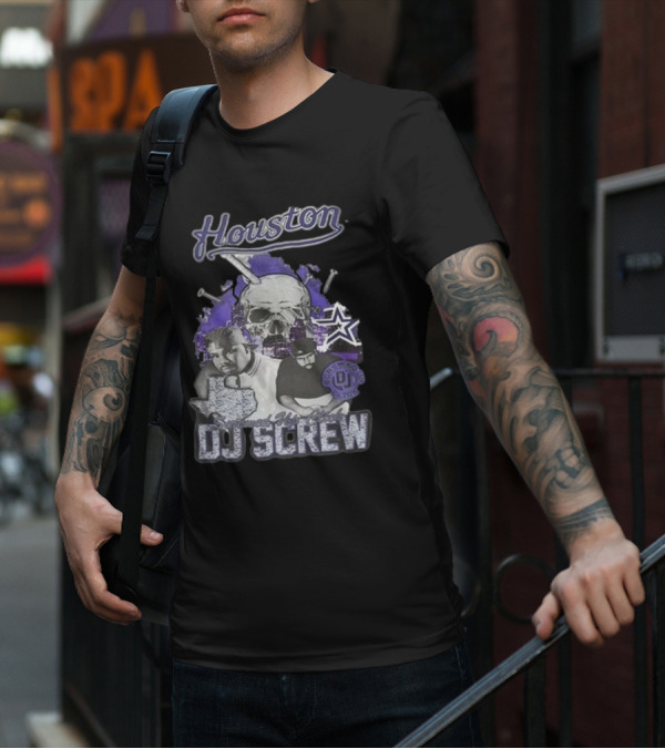 Houston Screwed Up Click DJ Screw Texas Skull Stars T-Shirt