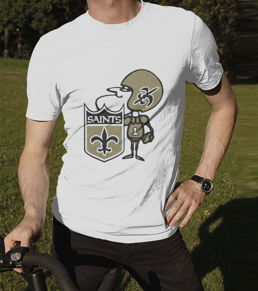 New Orleans Saints Alt Logo 1967 Cartoon Character Football Crest T-Shirt