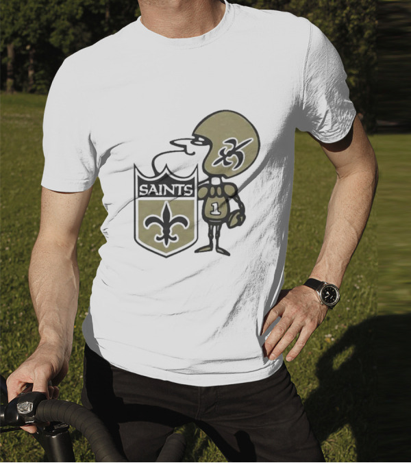 New Orleans Saints Alt Logo 1967 Cartoon Character Football Crest T-Shirt
