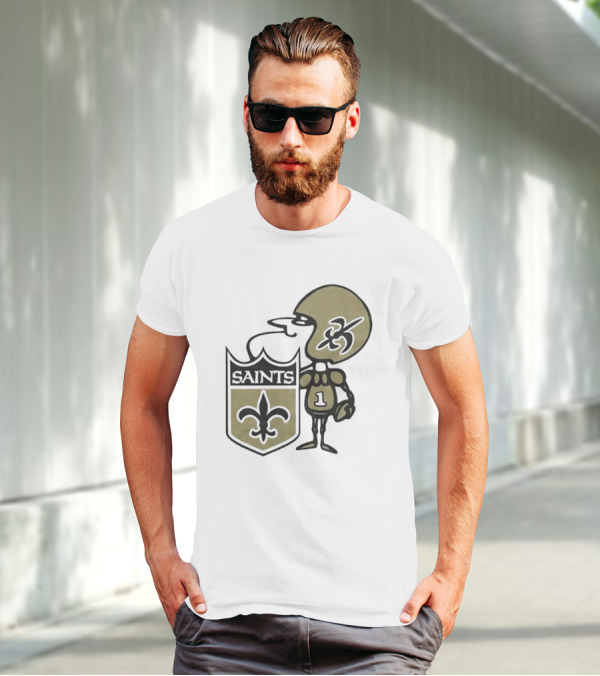 New Orleans Saints Alt Logo 1967 Cartoon Character Football Crest T-Shirt