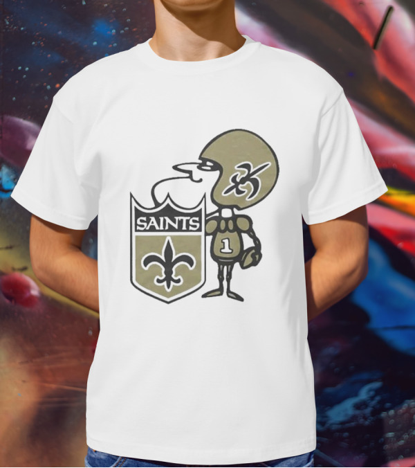 New Orleans Saints Alt Logo 1967 Cartoon Character Football Crest T-Shirt