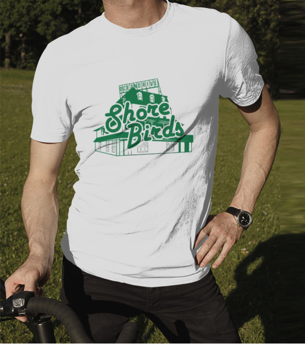Ocean Drive Shore Birds Retro Sign Building T-Shirt