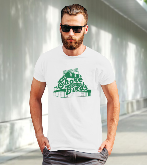 Ocean Drive Shore Birds Retro Sign Building T-Shirt